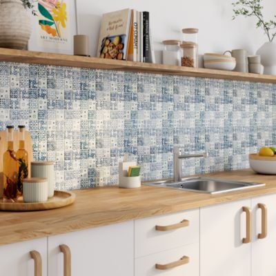 GoodHome - Mosaïque bleu et blanc 30x30cm GoodHome