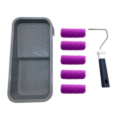 Lot mini rouleau monocouche + 4 manchons + bac à peinture GoodHome 100mm