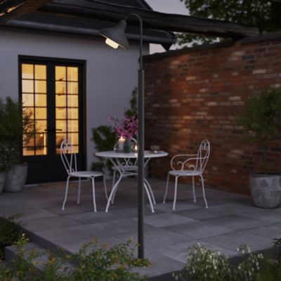 Lampadaire E27 Ferdie 25W IP44 GoodHome gris anthracite