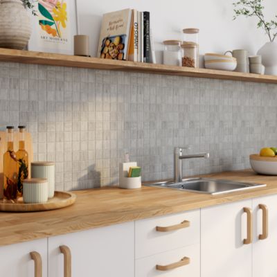 Carreau de mosaïque Matstone effet pierre 30 x 30 cm gris GoodHome