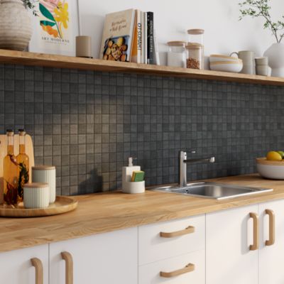 Carreau de mosaïque Matstone effet pierre 30 x 30 cm anthracite GoodHome