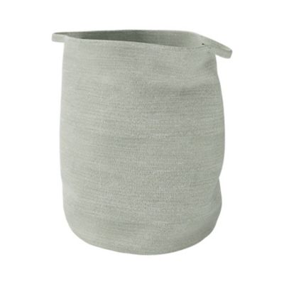 Panier à linge GoodHome Elland capacité 59 litres coloris thé vert et blanc en coton Ø58 x H.55 cm