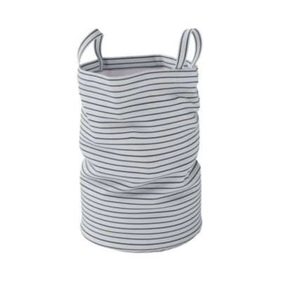 Panier à linge GoodHome Islay capacité 45 litres coloris bleu en coton Ø34 x H.52 cm