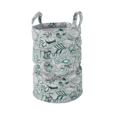 Panier à linge GoodHome Nassua capacité 45 litres coloris vert en coton Ø34 x H.52 cm