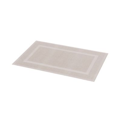Tapis de bain rectangulaire GoodHome Cellna coloris galet en coton L.80 x l.50 cm