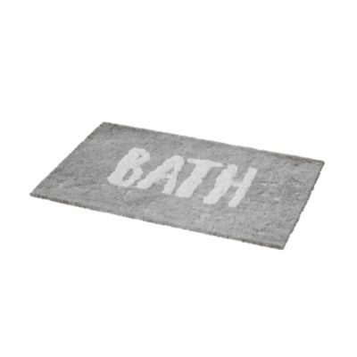 Tapis de bain rectangulaire GoodHome Hebo coloris gris minéral et blanc en coton et polyester L.80 x