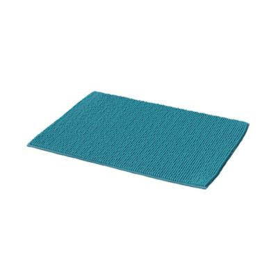 Tapis de bain rectangulaire GoodHome Kina coloris bleu cascade en polyester L.70 x l.50 cm