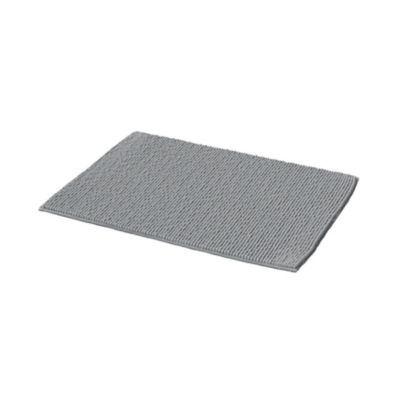 Tapis de bain rectangulaire GoodHome Kina coloris gris minéral en polyester L.70 x l.50 cm