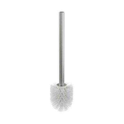 Brosse WC manche acier inoxydable brosse en polypropylène blanche Ø7,5 x H.33 cm