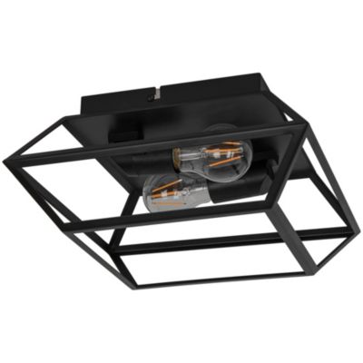 Plafonnier E27 10W GoodHome Nantan noir mat L.30 x l.30 x H.15 x P.30 cm