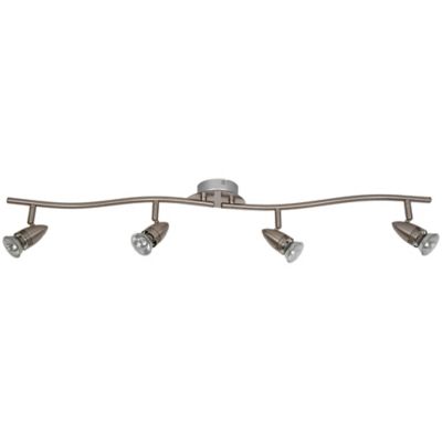 Réglette spot 4 lumières GU10 7W GoodHome Aspis nickel satiné L.86 x L.9 x H.16 cm