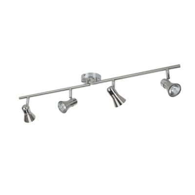 Réglette spot 4 lumières GU10 10W GoodHome Aphroditus nickel L.80 x L.9 x H.16 cm