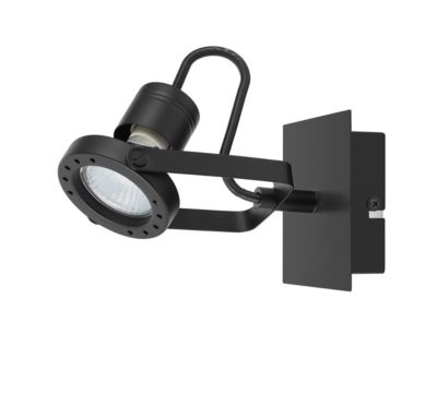 Patère spot GU10 5W GoodHome Chaman noir mat L.10 x L.17 x H.10 cm