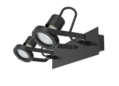 Réglette spot 2 lumières GU10 5W GoodHome Chaman noir mat L.30 x L.17 x H.7 cm