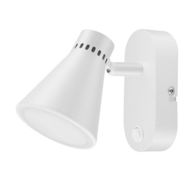 Spot patère LED intégrée 550 lm 5W blanc chaud GoodHome Edson blanc mat L.5 x L.15 x H.12 cm