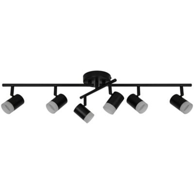 Réglette spot LED intégrée 6 lumières 350 lm 19.5 W blanc chaud GoodHome Maupin noir mat L.80 x L.25