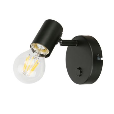 Spot patère E27 8.6W GoodHome Ghlin noir mat L.10 x L.10 x H.13 cm