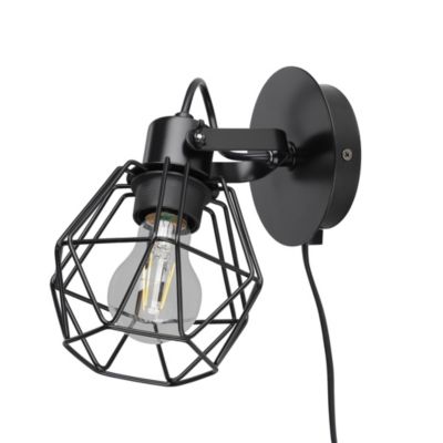 Spot patère E27 15W GoodHome Smertrio noir mat L.14 x L.21,6 x H.19.6 cm