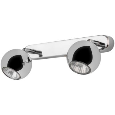 Réglette spot 2 lumières GU10 7W GoodHome Roccheta chrome L.26 x L.4 x H.12 cm
