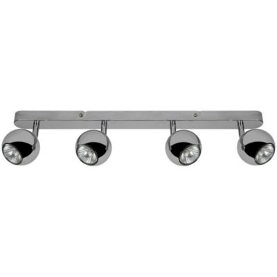 Réglette spot 4 lumières GU10 7W GoodHome Roccheta chrome L.55 x L.4 x H.12 cm