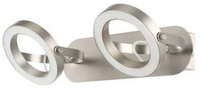 Réglette spot LED intégrée dimmable 400lm 12W blanc chaud GoodHome Taphao nickel satiné L.18 x L.35,