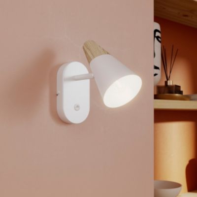 Patère spot E14 5W GoodHome Arraqis blanc mat L.8 x L.21 x H.15 cm