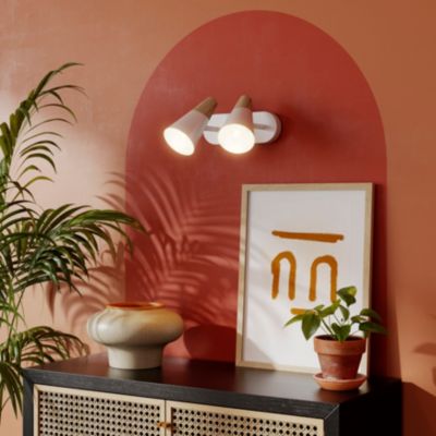 Réglette spot 2 lumières E14 5W GoodHome Arraqis blanc mat L.22 x L.21 x H.8 cm