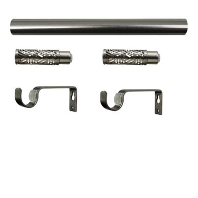 Kit de tringle à rideau extensible embout bouchon Athens GoodHome 120/210 cm, Ø16/19mm gris