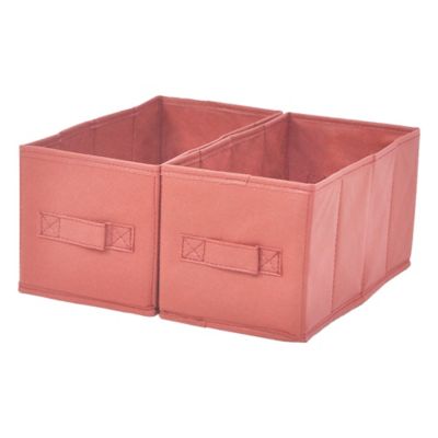 2 boîtes de rangement rectangulaires en textile Mixxit coloris rouge