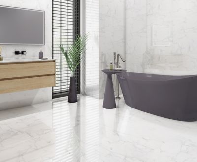 Carrelage sol Aruma effet marbre 60 x 60 cm blanc GoodHome