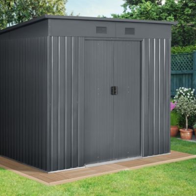 Abri de jardin GoodHome Basic en métal coloris gris ép.0,3 mm surface extérieure 6,64 m² - Goodhome