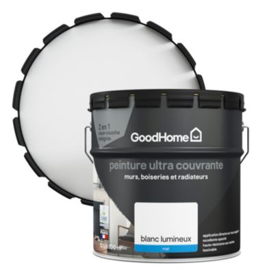 Peinture intérieure ultra couvrante murs, boiseries et radiateurs GoodHome blanc lumineux mat 10L
