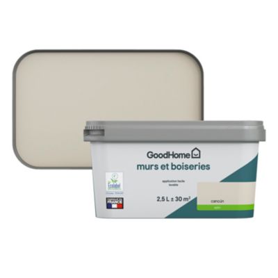 Peinture intérieure couleur Murs et boiseries GoodHome Cancún beige satin 2,5L