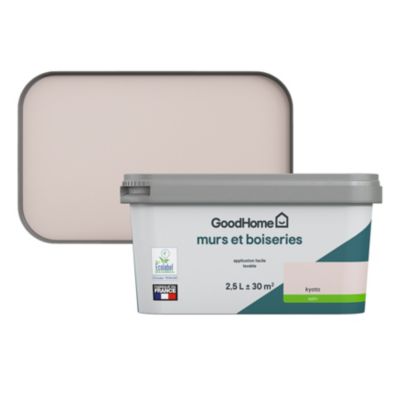 Peinture intérieure couleur murs et boiseries GoodHome Kyoto rose satin satin 2,5L