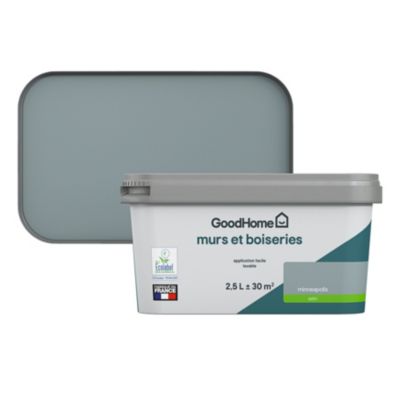 Peinture intérieure couleur Murs et boiseries GoodHome Minneapolis gris satin 2,5L