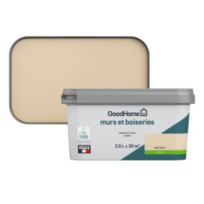 Peinture intérieure couleur Murs et boiseries GoodHome San Jose beige satin 2,5L