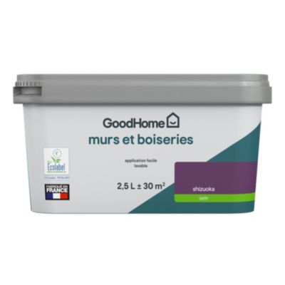 Peinture intérieure couleur murs et boiseries GoodHome Shizuoka violet satin 2,5L