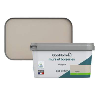Peinture intérieure couleur murs et boiseries GoodHome Tijuana beige satin 2,5L