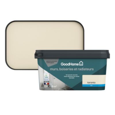 Peinture intérieure couleur murs, boiseries et radiateurs GoodHome Toronto mat blanc 2,5L