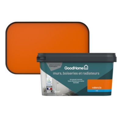 Peinture intérieure couleur murs, boiseries et radiateurs GoodHome mat valencia orange 2.5L