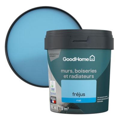 Peinture intérieure couleur murs, boiseries et radiateurs GoodHome mat fréjus bleu 750ml