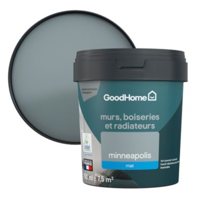Peinture intérieure couleur murs, boiseries et radiateurs GoodHome mat minneapolis gris 750ml