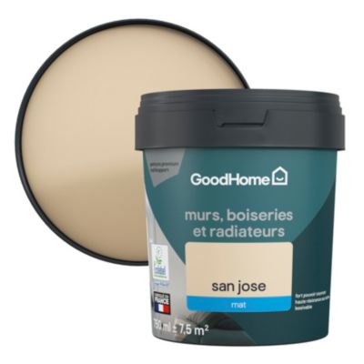 Peinture intérieure couleur murs, boiseries et radiateurs GoodHome mat san jose beige 750ml