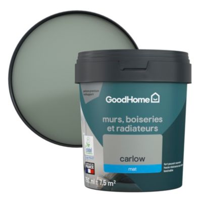 Peinture intérieure couleur murs, boiseries et radiateurs GoodHome mat carlow vert 750ml