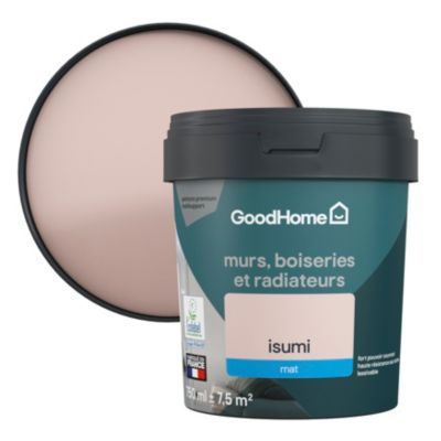 Peinture intérieure couleur murs, boiseries et radiateurs GoodHome mat isumi rose 750ml