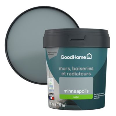 Peinture intérieure couleur murs, boiseries et radiateurs GoodHome satin minneapolis gris 750ml