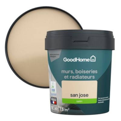 Peinture intérieure couleur murs, boiseries et radiateurs GoodHome satin san jose beige 750ml