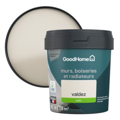 Peinture intérieure couleur murs, boiseries et radiateurs GoodHome satin valdez blanc 750ml