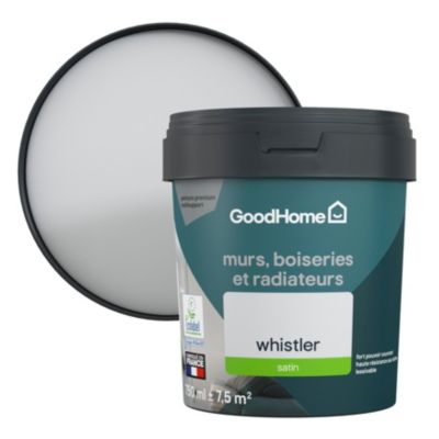 Peinture intérieure couleur murs, boiseries et radiateurs GoodHome satin whistler gris 750ml