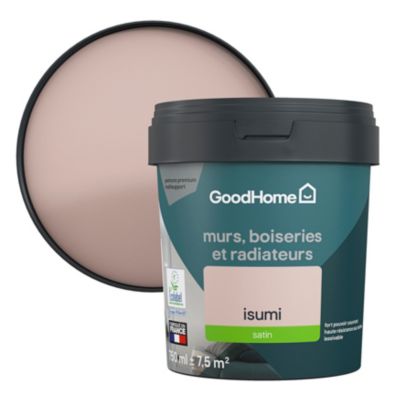Peinture intérieure couleur murs, boiseries et radiateurs GoodHome satin isumi rose 750ml